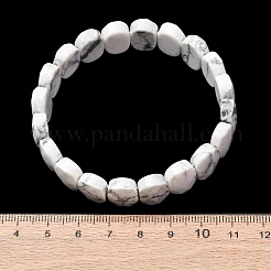 天然ハウライトのファセットビーズストレッチブレスレット（女性用）  オーバル  ビーズ：14x10x5.5mm  内径：2.32インチ（5.9cm）&nbsp;BJEW-K251-07S