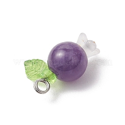 5Pcs 5 Styles Natural Amethyst & Quartz Crystal & Rose Quartz & White Jade & Dyed Malaysia Jade Round Pendants&nbsp;PALLOY-JF03962-01