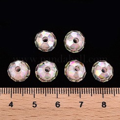 透明なアクリルビーズ  二層ビーズ  ABカラー  多面カット  ラウンド  ピンク  9.5x9.5mm  穴：2mm&nbsp;X-TACR-S152-04B-SS2112