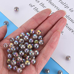 模造ゼリーアクリルビーズ  ABカラーメッキ  ラウンド  グレー  8mm  穴：1.8mm  約1745個/500g&nbsp;MACR-S373-66-E06