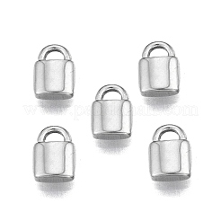 変色しない201ステンレススチールチャーム  ロック  ステンレス鋼色  9x6x2.5mm  穴：2mm&nbsp;STAS-N099-08A