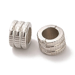 CCBプラスチックビーズ  グルーブ付きカラム  プラチナ  6x4.5mm  穴：3.8mm&nbsp;CCB-U001-23A-P