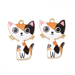合金エナメルチャーム  カドミウムフリー＆ニッケルフリー＆鉛フリー  ゴールドカラー  猫のチャーム  カラフル  30x19.5x2.5mm  穴：2.2mm&nbsp;LS-ENAM-M046-10G-F