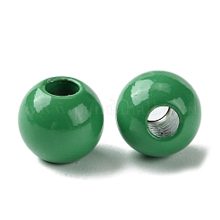 スプレー塗装された202個のステンレススチールビーズ  ラウンド  グリーン  8x7mm  穴：2.5mm&nbsp;STAS-Q321-02B-C