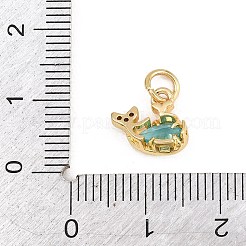 Brass Micro Pave Sky Blue Cubic Zirconia Charms&nbsp;KK-E798-11G
