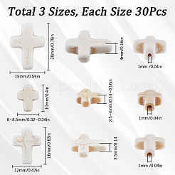 90個 3種類の合成ターコイズビーズ  染め  クロス  ベージュ  10~20x8~15x3.5~4mm  穴：1mm  30個/スタイル&nbsp;TURQ-SC0001-21A