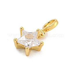 Star Rack Plating Brass Micro Pave Cubic Zirconia Charms&nbsp;KK-G513-21G