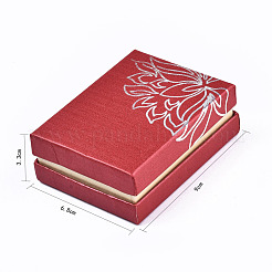 厚紙ジュエリーセットボックス  リングのために  ピアス  ネックレス  内部のスポンジ  長方形  レッド  9x6.8x3.3cm&nbsp;CBOX-S021-003C