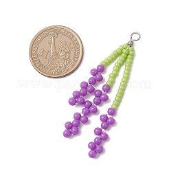 ガラスシードビーズの稲穂ペンダント  アクリルと銅線を使用  ミックスカラー  67.5x25x4mm  穴：3.5mm&nbsp;PALLOY-JF04672