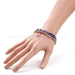 Round Glass Evil Eye Triple Layer Multi-strand Bracelet&nbsp;BJEW-JB08229-05
