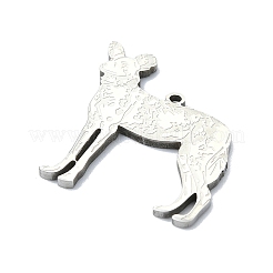 変色しない201ステンレススチールペンダント  レーザー切断  犬チャーム  ステンレス鋼色  26x26x1mm  穴：1.4mm&nbsp;STAS-R118-05P