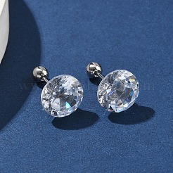 Diamond 304 Stainless Steel Cubic Zirconia Stud Earrings&nbsp;EJEW-U067-01P