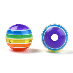 クリア縞柄樹脂ビーズ  ラウンド  カラフル  8mm  穴：1.8~2mm&nbsp;X1-RESI-S345-8mm-10A