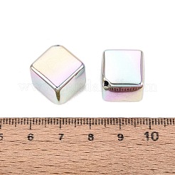UVメッキ不透明アクリルビーズ  虹色の  キューブ  カラフル  20x18x18mm  穴：2mm&nbsp;OACR-Q198-12
