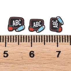 手作り樹脂クレイカボション  黒板に「abc」という単語が書かれている  ブラック  4.5~6x6~7.3x0.5~0.8mm  約17241個/500g&nbsp;CLAY-A007-15B