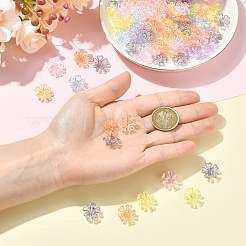 240個6色メッキアクリルビーズ  ABカラーメッキ  花と  ミックスカラー  16x6mm  穴：1.5mm  40個/カラー&nbsp;OACR-YW0003-94