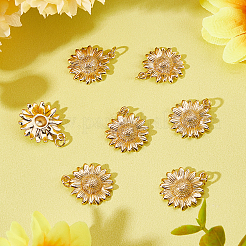 真鍮製ペンダント8個  長持ちメッキ  花  18KGP本金メッキ  21x18x4.5mm  穴：3mm  丸カン：5x0.8ミリ&nbsp;KK-BBC0002-54