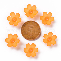 つや消しアクリルビーズキャップ  6花びら  花  オレンジ  14x6mm  穴：2mm  約1660個/500g&nbsp;MACR-S371-07A-724