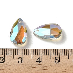 多面カットティアドロップガラスペンダント  黄緑  16x9x5mm  穴：1mm&nbsp;GLAA-O008-A27