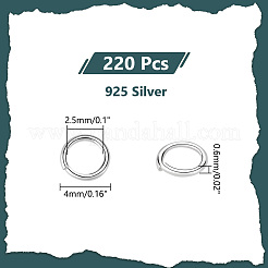 220 個 925 スターリングシルバーオープン丸カン  丸く切ったのこぎり  銀  22ゲージ  4x0.6mm  内径：2.5mm&nbsp;STER-PH0001-49