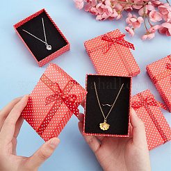 厚紙のジュエリーセットボックス  長方形  スプーン付き  レッド  9x7x2.6cm&nbsp;CBOX-PH0001-07