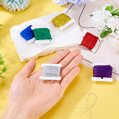 6Pcs 6 Colors 12-Ply Polyester Metallic Embroidery Threads&nbsp;DIY-TAC0020-74