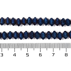 電気メッキされた天然溶岩岩ビーズ連売り  ロンデル  ソーサービーズ  ブルーメッキ  6x4mm  穴：1mm  約94個/連  15.94''（40.5センチメートル）&nbsp;G-A234-F02-01C