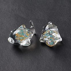 ルミナス透明レジンペンダント  金箔入りイルカチャーム  暗闇の中で輝く  ミックスカラー  19x28x17mm  穴：2mm&nbsp;RESI-K019-07