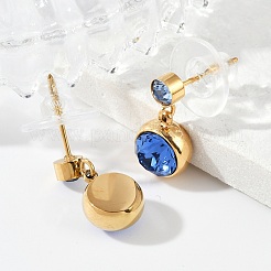 304 Stainless Steel Rhinestone Dangle Stud Earrings&nbsp;EJEW-G423-17G-02