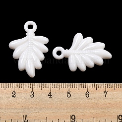 オペークアクリルパーツ  葉のチャーム  ホワイト  33x22x6mm  穴：3mm  約250個/500g&nbsp;SACR-L007-039C