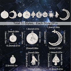 20Pcs 10 Style 304 Stainless Steel Pendants&nbsp;STAS-SC0004-80P