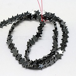 電気メッキ磁気無し合成ヘマタイトビーズ連売り  スター  グレードA  黒メッキ  6x6x2mm  穴：1mm  約75個/連  16インチ&nbsp;G-J173-6x6mm-05