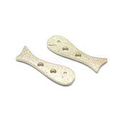 2穴真鍮ボタン  長持ちメッキ  魚  テクスチャ  14KGP本金メッキ  17.5x5.5x1mm  穴：1.4mm&nbsp;X-KK-F797-54G