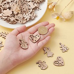 100Pcs Christmas Unfinished Wooden Ornaments&nbsp;WOCR-CJ0001-02