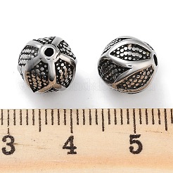 304ステンレススチールビーズ  ラウンド  アンティークシルバー  10x9.5x9.5mm  穴：1.5mm&nbsp;STAS-M057-28AS