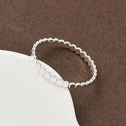 925 Sterling Silver Flat Beaded Finger Rings for Women&nbsp;RJEW-NH0002-01A-S