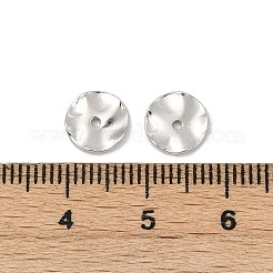 真鍮製スペーサービーズ  ウェーブフラットラウンド  プラチナメッキ  8x1.2mm  穴：1mm&nbsp;KK-D375-19P