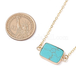 Natural Rose Quartz/Dalmatian Jasper/Tiger Eye/Sodalite/ Synthetic Turquoise Rectangle Pendant Necklaces&nbsp;NJEW-JN05159
