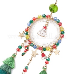 Christmas Theme Glass Beaded & Alloy Enamel Charm Hanging Ornaments&nbsp;HJEW-TA00245