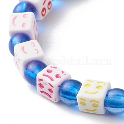 Craft Cube with Mixed Expression Acrylic Beads Stretch Bracelet for Kid&nbsp;BJEW-JB06581