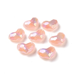 不透明なアクリルビーズ  ABカラーメッキ  多面カット  ハート  ライトサーモン  26x34.5x16mm  穴：4mm&nbsp;OACR-A010-12B