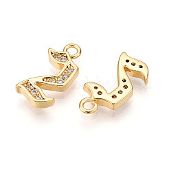 Brass Micro Pave Cubic Zirconia Charms&nbsp;KK-N261-104C-G