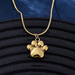 304 Stainless Steel Dog Paw Print Pendant Necklaces for Women&nbsp;NJEW-Z044-13G