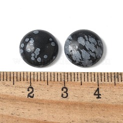 天然な雪片オブシディアンカボション  フラットラウンド  12x4.5~5mm&nbsp;G-Z075-06E