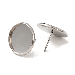 201ステンレススチールスタッドピアスセッティング  ラウンド  304ステンレスピン付き  ステンレス鋼色  13.5x18mm  内径：16mm&nbsp;SA-CBAB174-01P-C