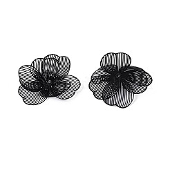 スプレー塗装された鉄ビーズキャップ  花  ブラック  34~36x34~36x4.5~7mm  穴：0.8~1mm&nbsp;IFIN-N013-05C