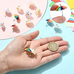 3本3色レジンペンダント  黄金の鉄のパーツと  3d傘  ミックスカラー  19x22x22mm  穴：2mm  1pc /カラー&nbsp;CRES-YW0002-77