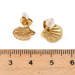 304ステンレススチールスタッドピアス  シェル形状  ゴールドカラー  10x10mm&nbsp;EJEW-D361-06G