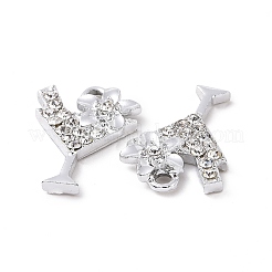 合金クリスタルラインストーンペンダント  カクテルチャーム  プラチナ  20x14x2.5mm  穴：1.8mm&nbsp;ALRI-H004-28P