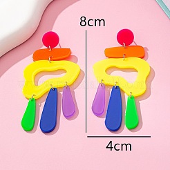 アクリルナゲットとティアドロップ型のダングルスタッドピアス  プラチナ  カラフル  80x40mm&nbsp;FS-WGA8E59-01